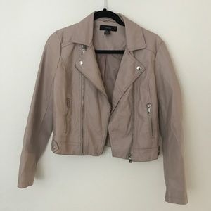 F21 Light Taupe Pink Leather cropped moto jacket